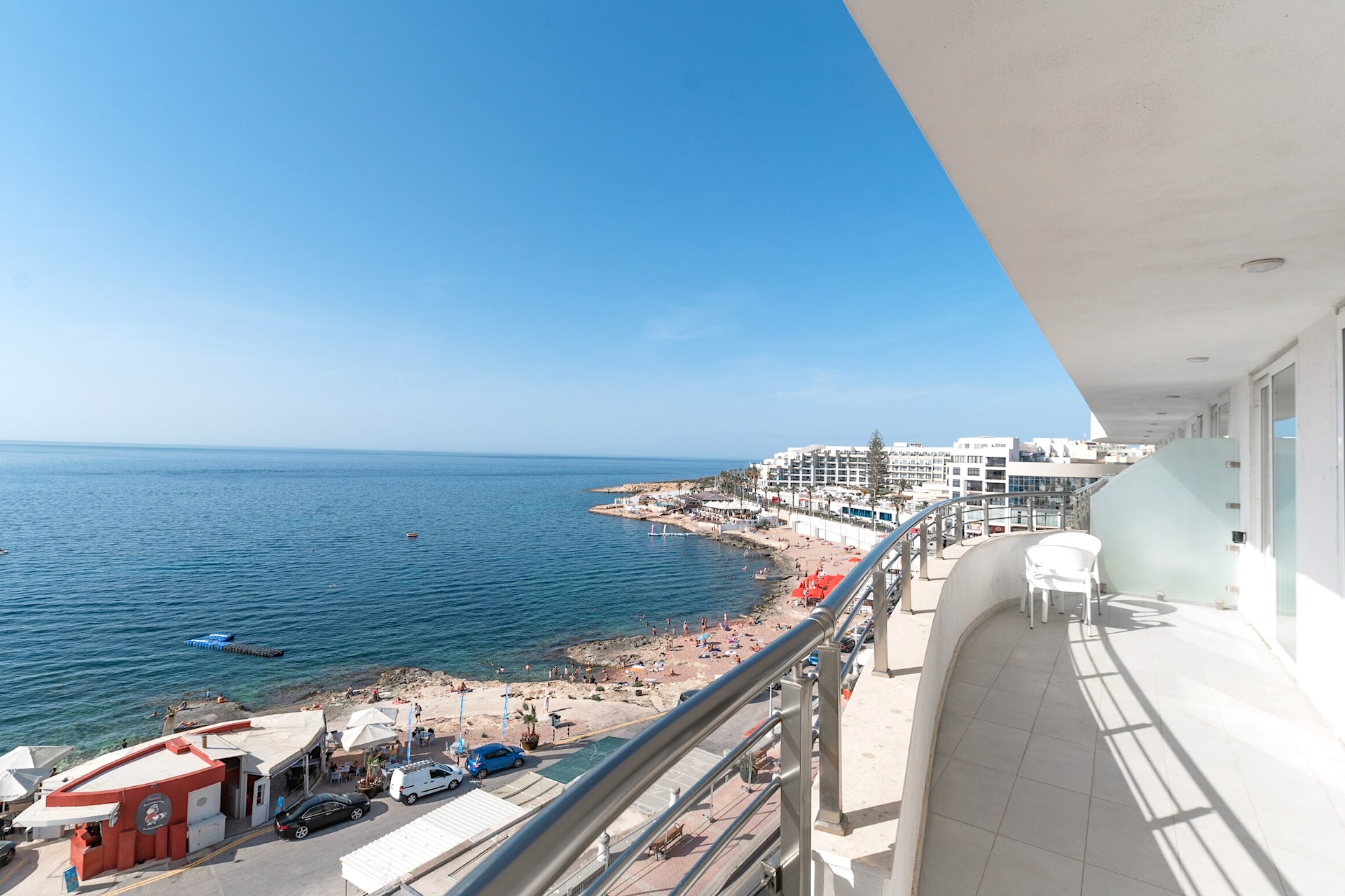Sea and Buġibba Perched Beach view from a room at the Seaview Hotel Malta