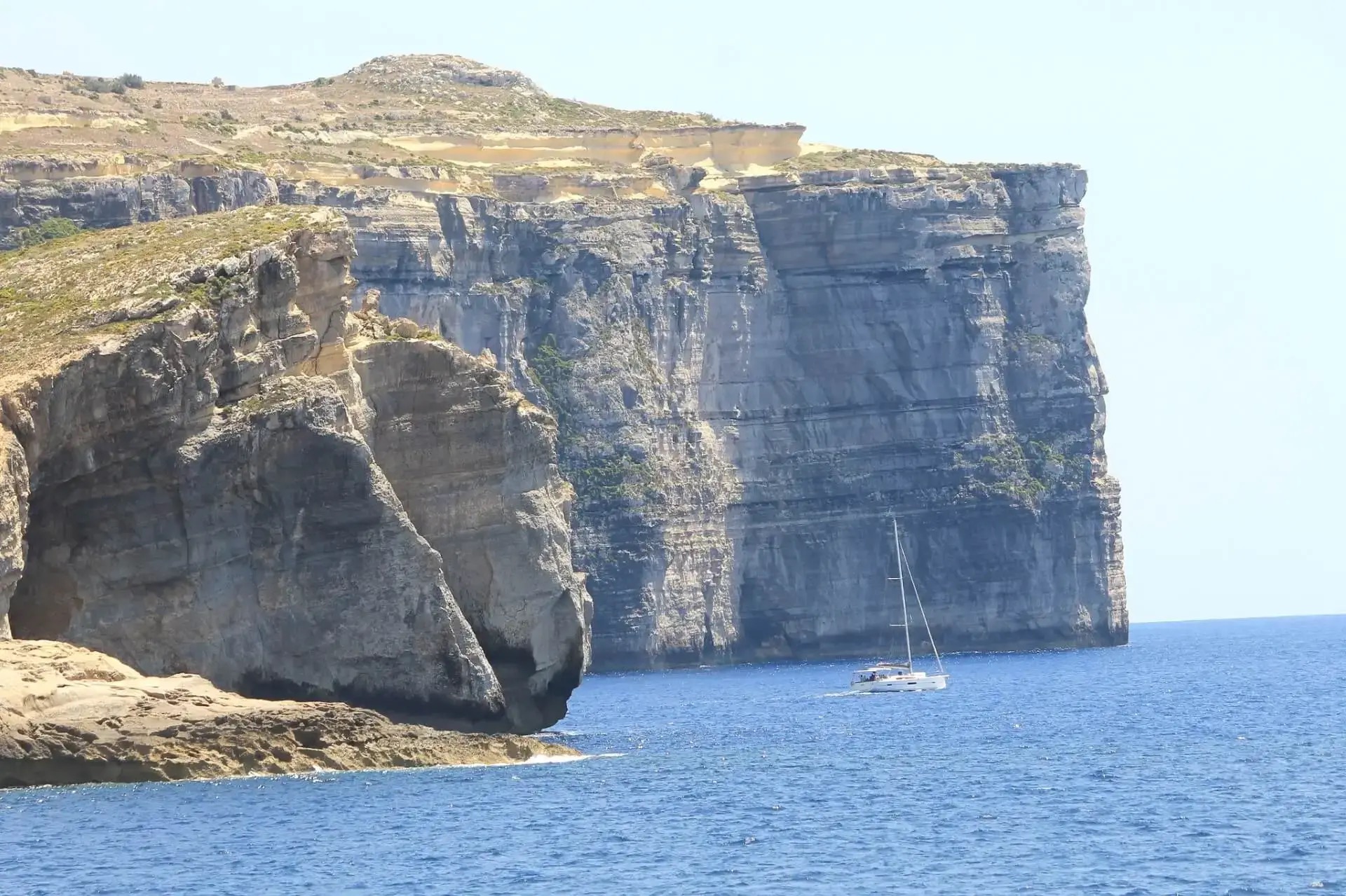 Gozo’s cliffs plunging into the sea