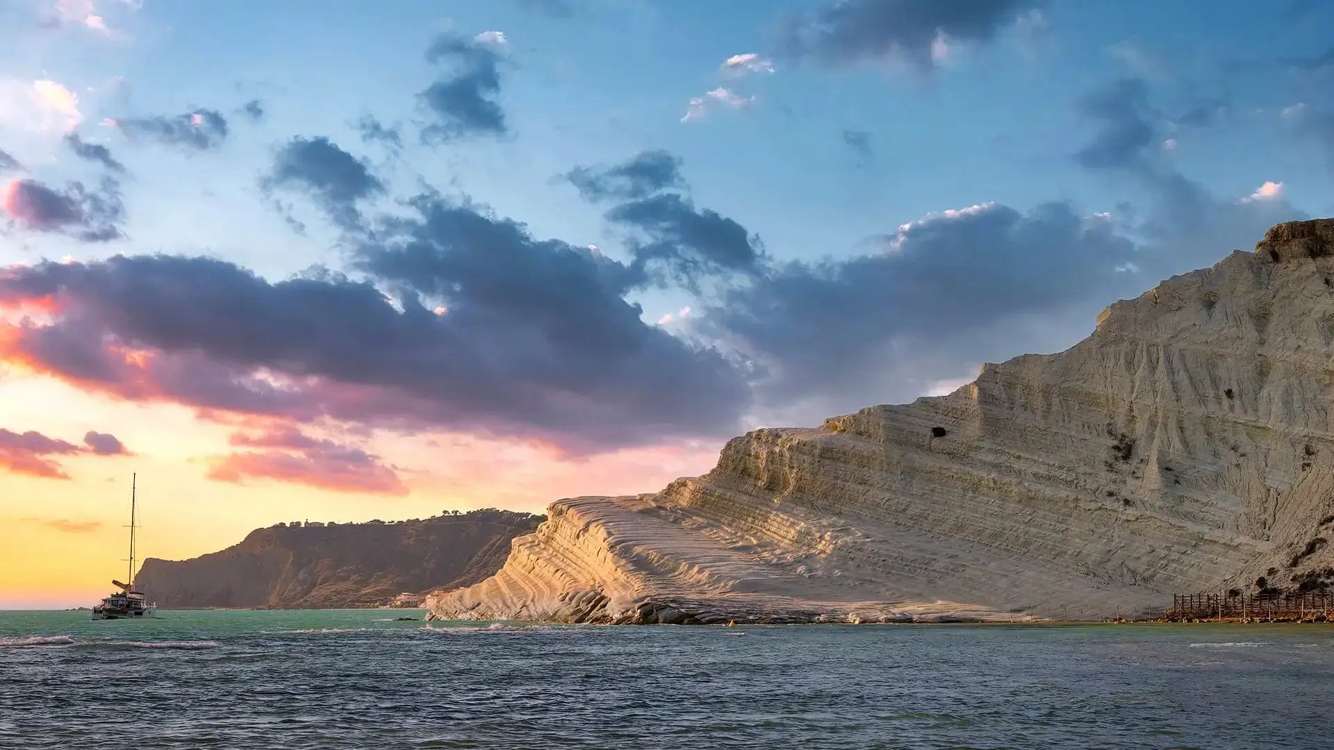 Scala dei Turchi, Realmonte Falaise blanche de la Scala dei Turchi au coucher du soleil