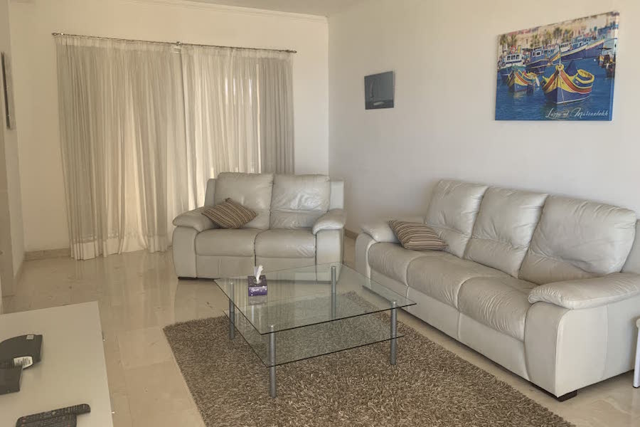 Med Vista living room Living room of a Med Vista apartment offered by ESE Malta