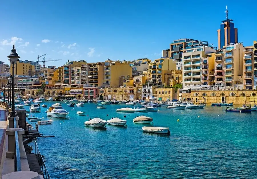 Spinola Bay – Malta Small port of Spinola Bay under the sun