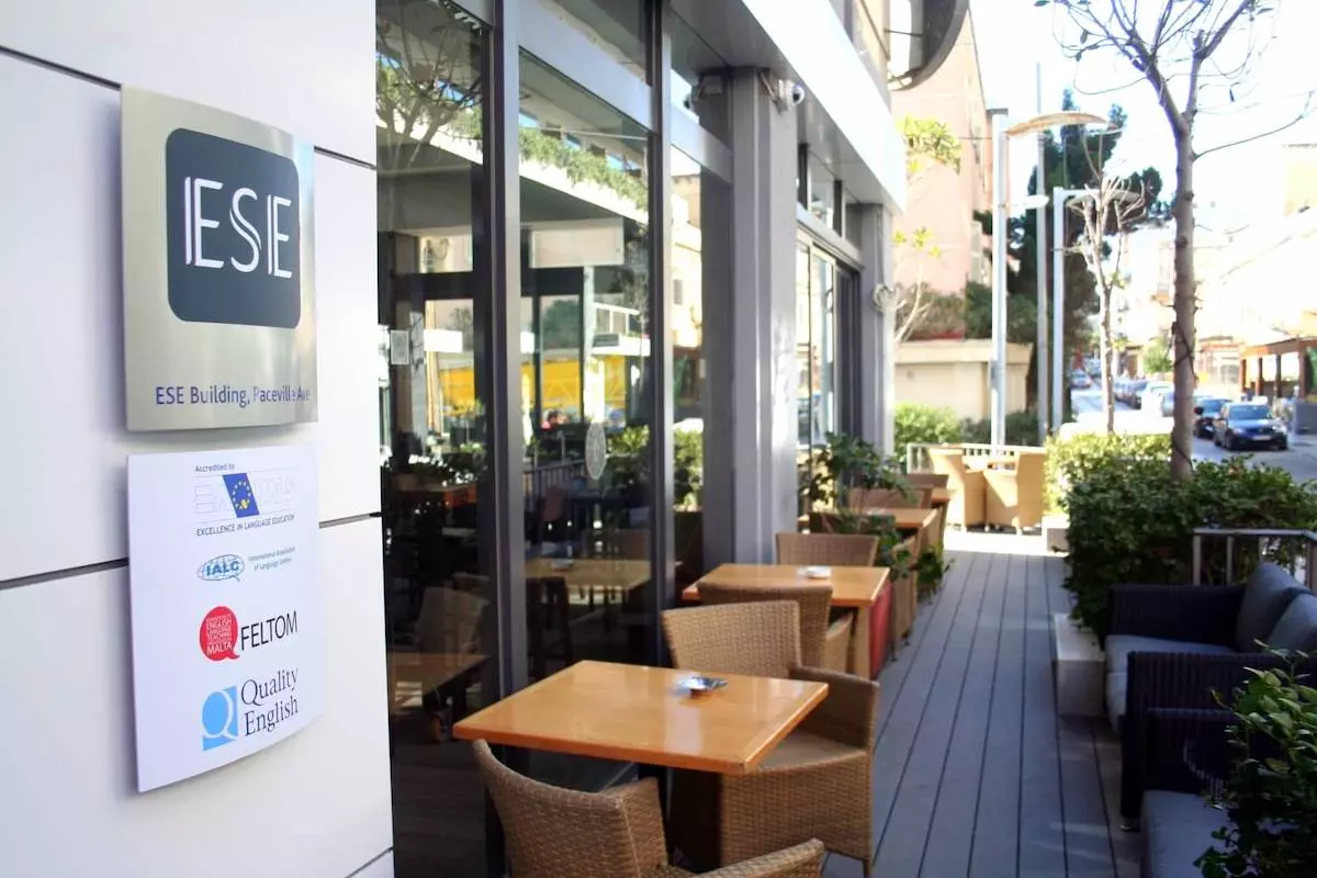 Outdoor terrace of the ESE English School Malta