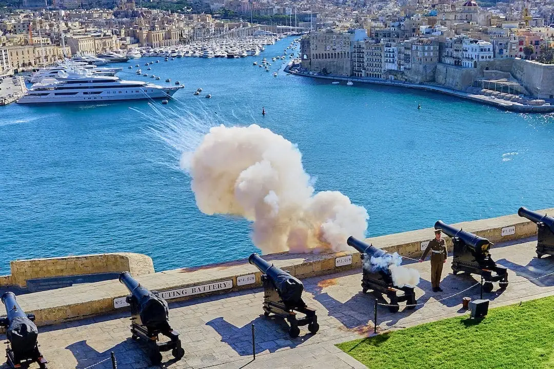Cannons at the Saluting Battery in Valletta