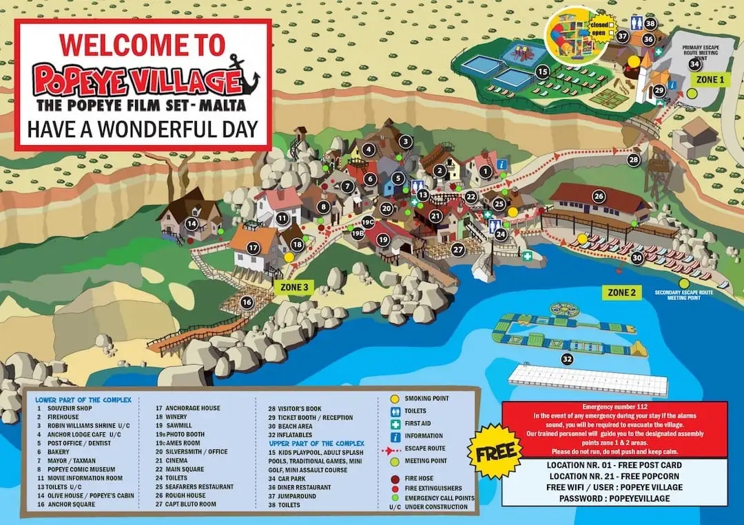 Piantina dettagliata del Popeye Village