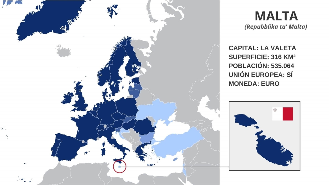 Ubicación de Malta en Europa