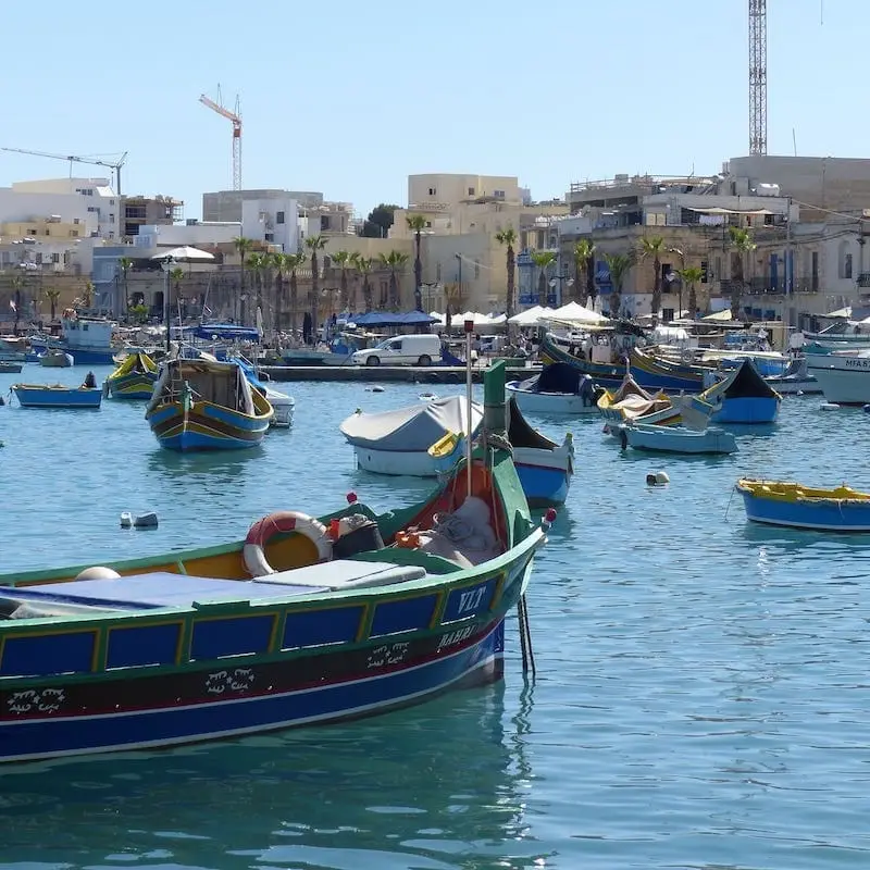 Luzzu in the port of Marsaxlokk