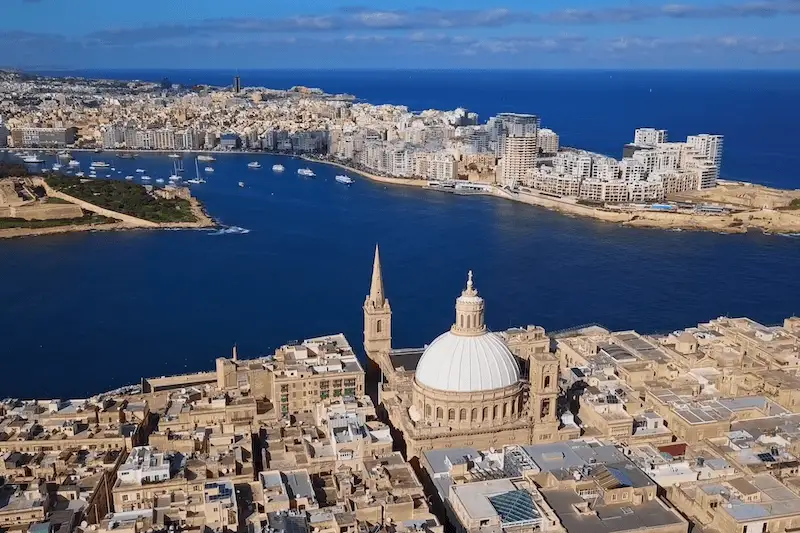 Vista aerea di La Valletta a Malta