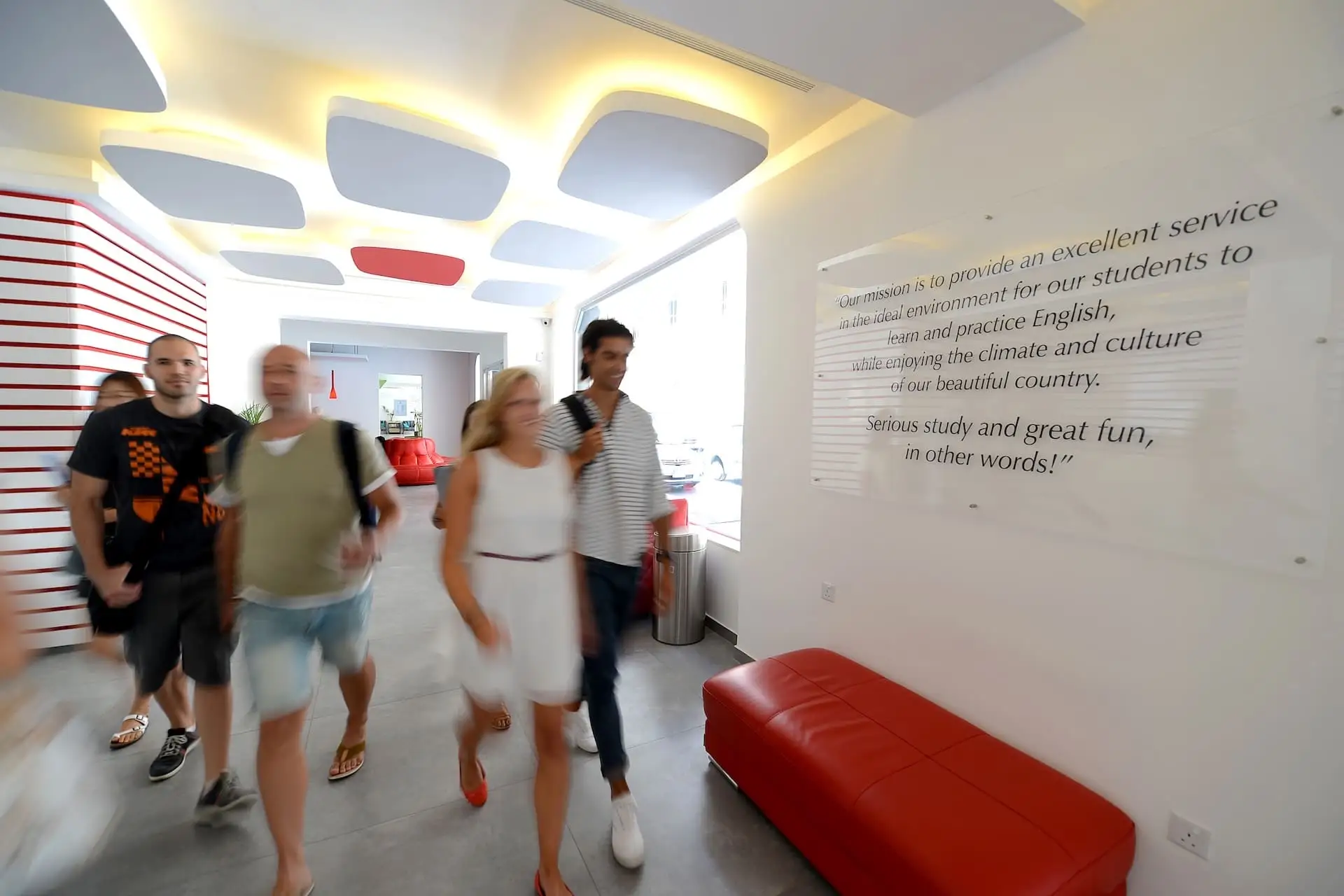 Students in front of the entrance of the IELS Malta school