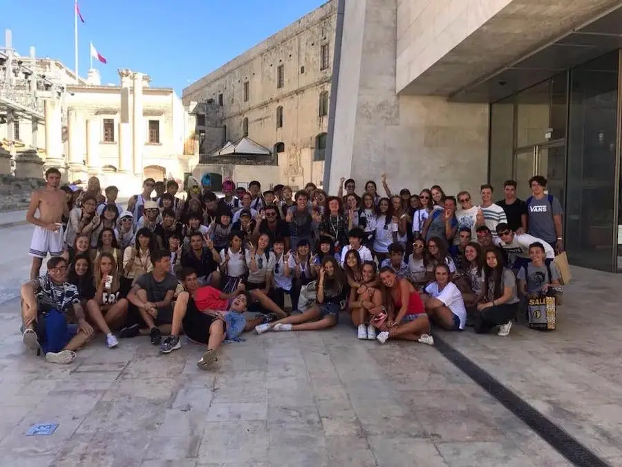 Group of young people visiting Valletta during a language stay in Malta