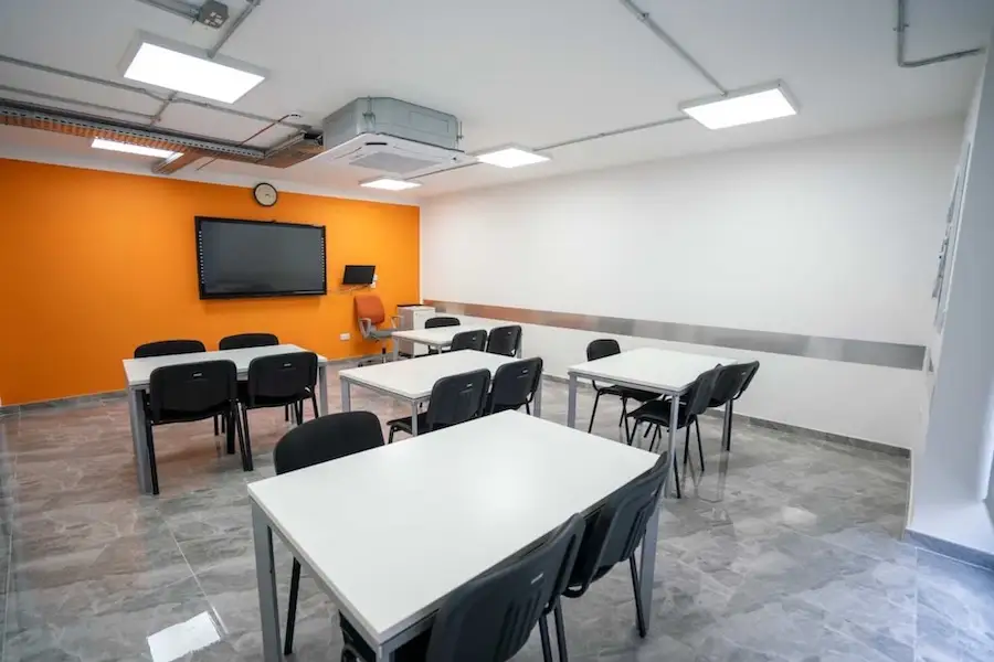Modern and bright classroom at EC Malta