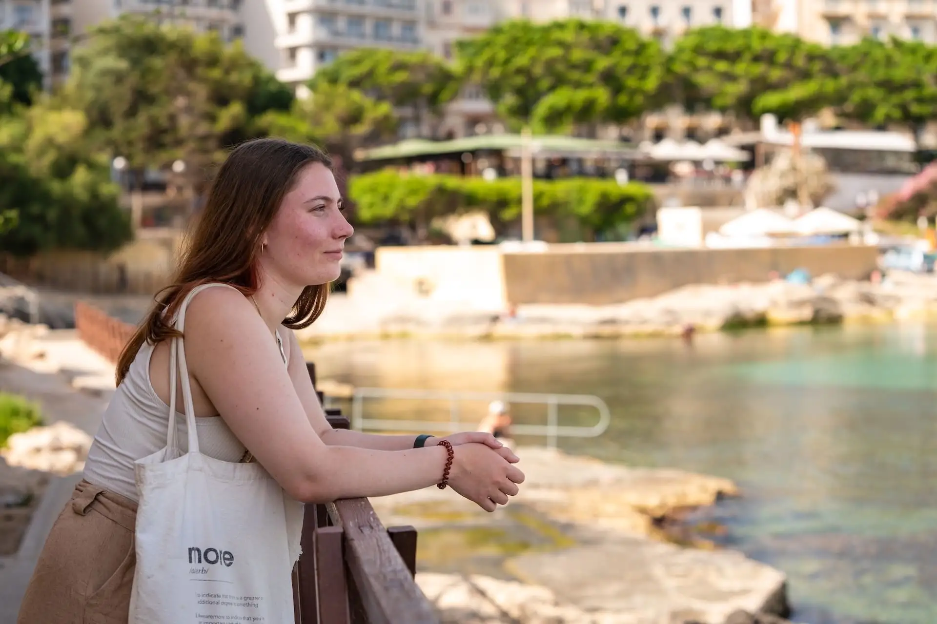 Student admiring Spinola Bay near EC Malta