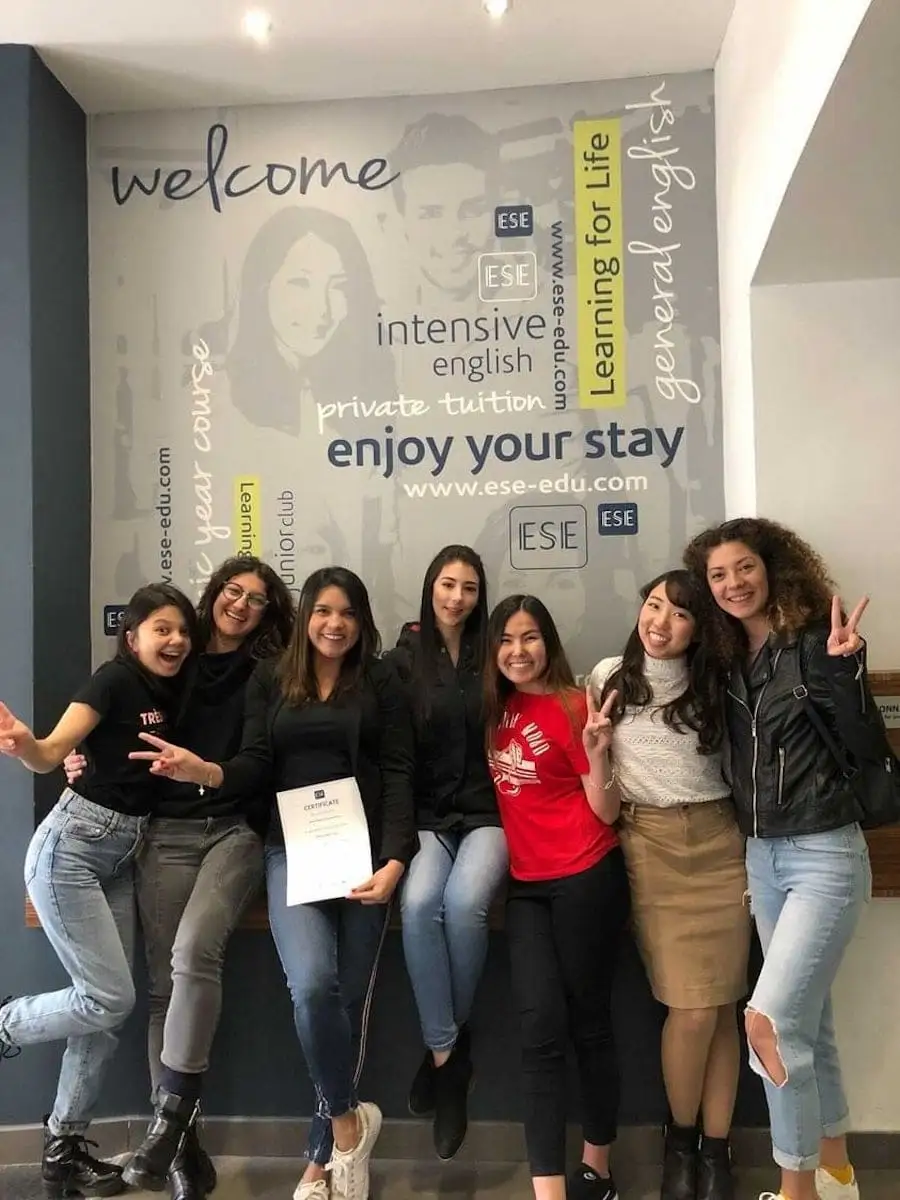 Students showing their English course certificates at ESE Malta