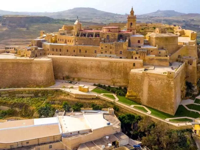 Aerial view of the fortified city of Mdina