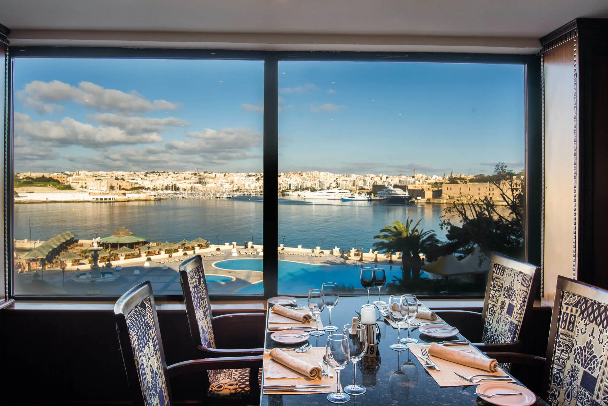 View from the dining room of the 5-star hotel Excelsior