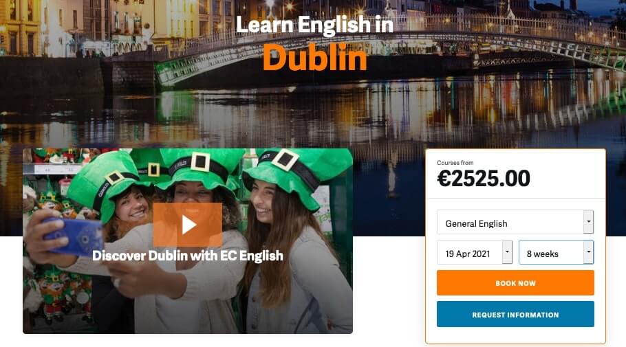 Séjour linguistique à Dublin : prix des cours d'anglais
