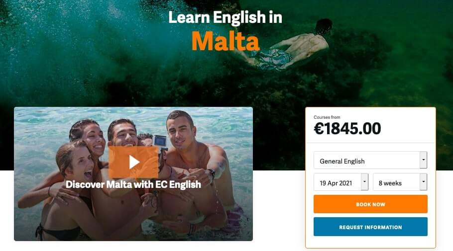 Estudiar inglés en Malta: Precios de un curso de inglés