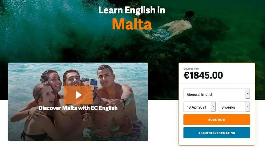 Estudar inglês em Malta: preços dos cursos de inglês